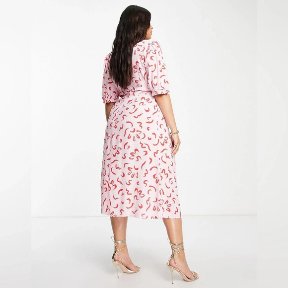 Nobody's Child Plus Felicia squiggle print dress in pink size 20 - Picture 16 of 16